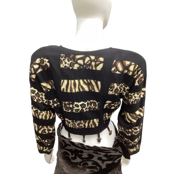 Vintage Nativewear Designs Blazer Women’s SZ S Petite Cropped Animal Print Coins - Picture 4 of 6